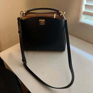 kate spade Phoebe Black Leather Satchel with Gold Hardware